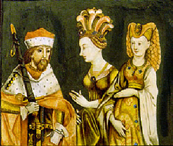 Robert Ier du Palatinat avec ses épouses successives : Élisabeth de Namur et Beatrice de Berg